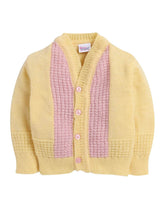 Little Angels Little Angels Sweater Set Baby Wool Full Sleeves V-Neck Textured Yellow 3-Piece Set Sweater Sets Little Stripes, Big Cuddles Set
